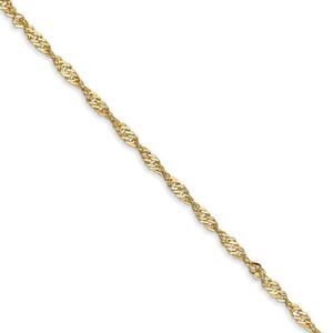 1.7mm, 14k Yellow Gold, Singapore Chain Necklace, 20 Inch